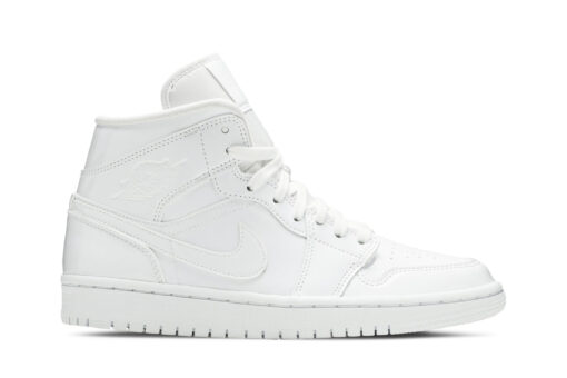 Air Jordan 1 Mid Patent 'Triple White' Classic Kicks