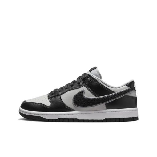 Dunk Low Chenille Swoosh Black Grey Unfading Sneaker